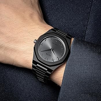 Black Arabic Stainless Steel Aura Watch